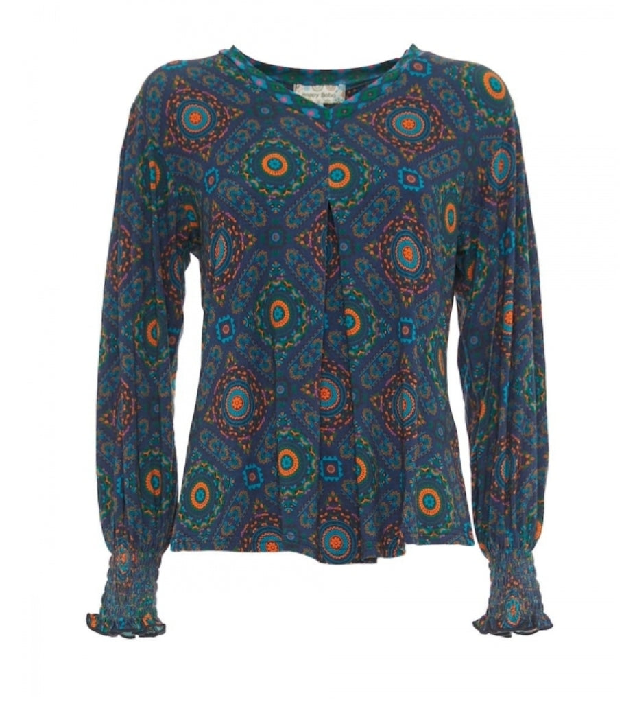 Blusa in Viscosa Stile Boho Chic con Elastico sul Polso per un Look Elegante e Comodo