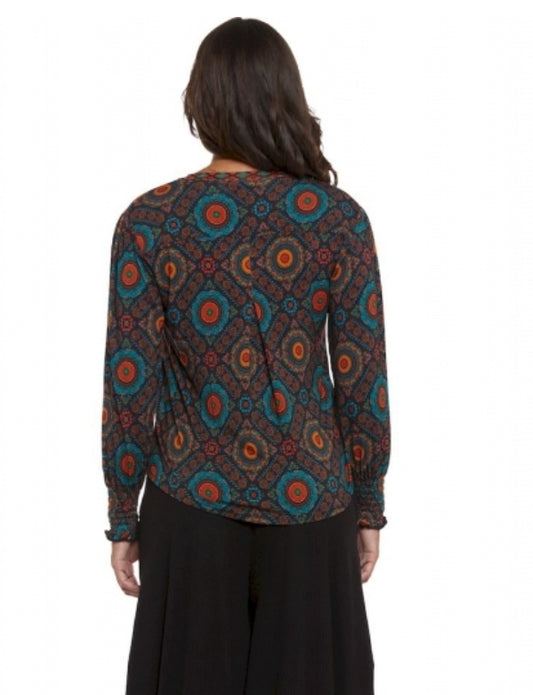 Blusa in Viscosa Stile Boho Chic con Elastico sul Polso per un Look Elegante e Comodo