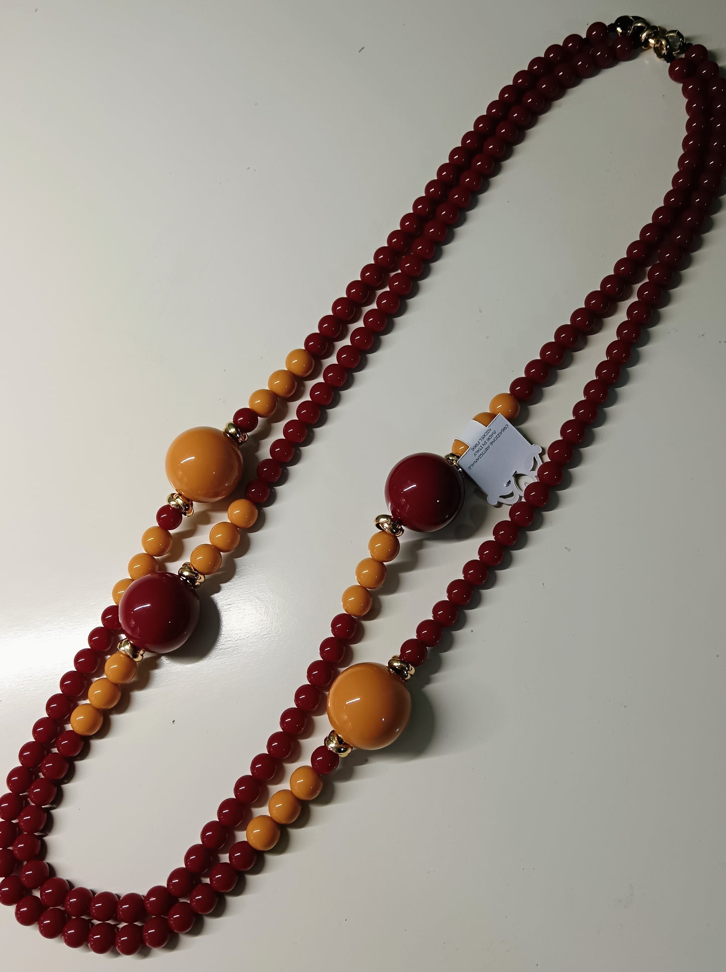 Collana artigianale a due giri STACCABILI con boule in resina