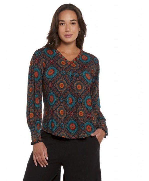 Blusa in Viscosa Stile Boho Chic con Elastico sul Polso per un Look Elegante e Comodo
