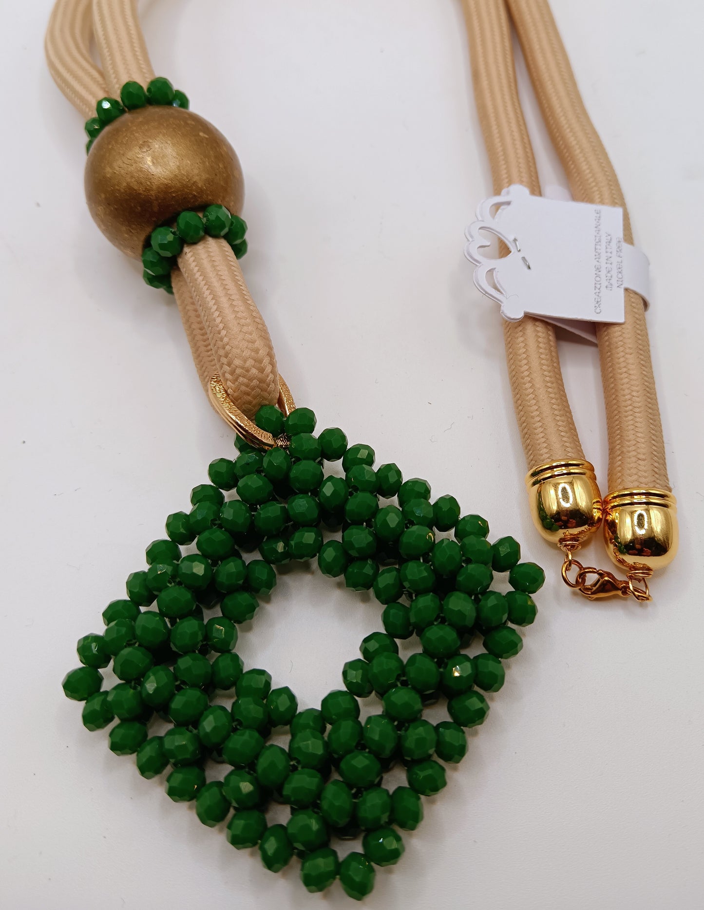 Collana lunga con rombo in critallo