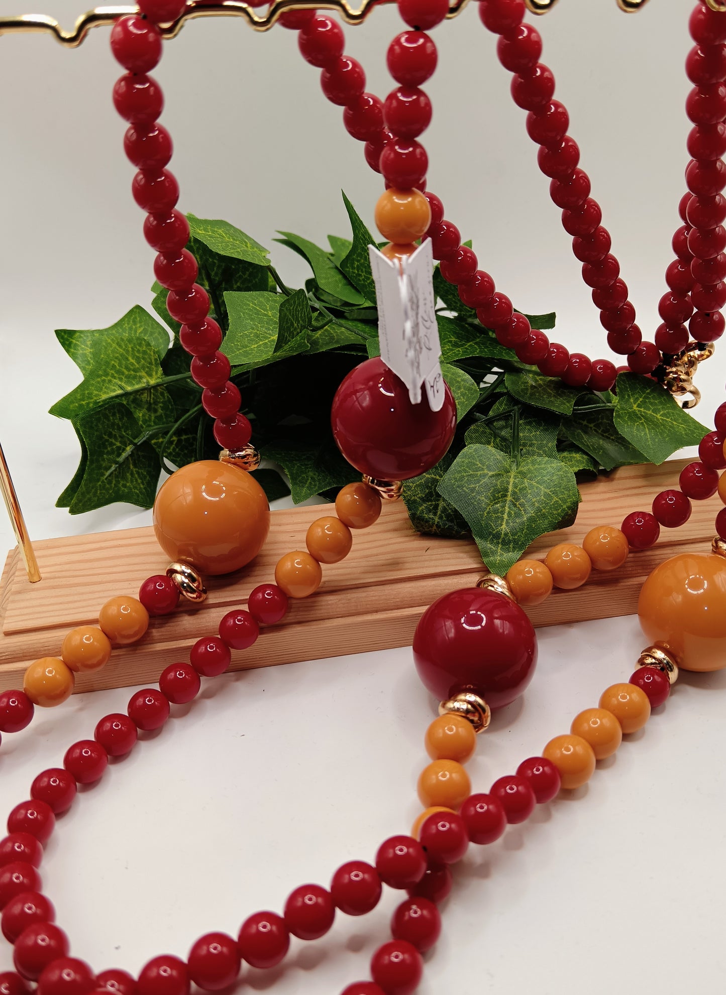 Collana artigianale a due giri STACCABILI con boule in resina